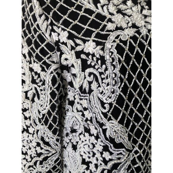 Unbranded White/Black Lace Overlay Feather Detail Lined Dress No Size Tag *Read* - Picture 6 of 13